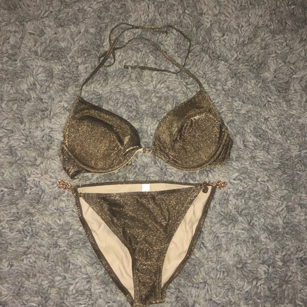 gold glittery VS bikini